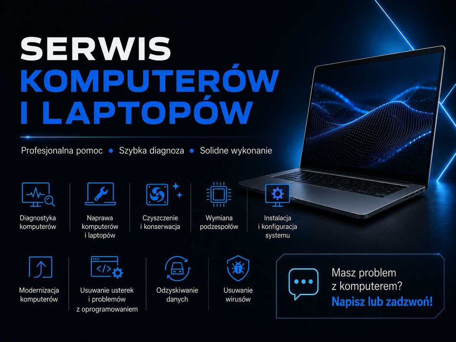 Serwis komputerów i laptopów | Naprawa | Diagnostyka | Modernizacja | Konfiguracja routerów
