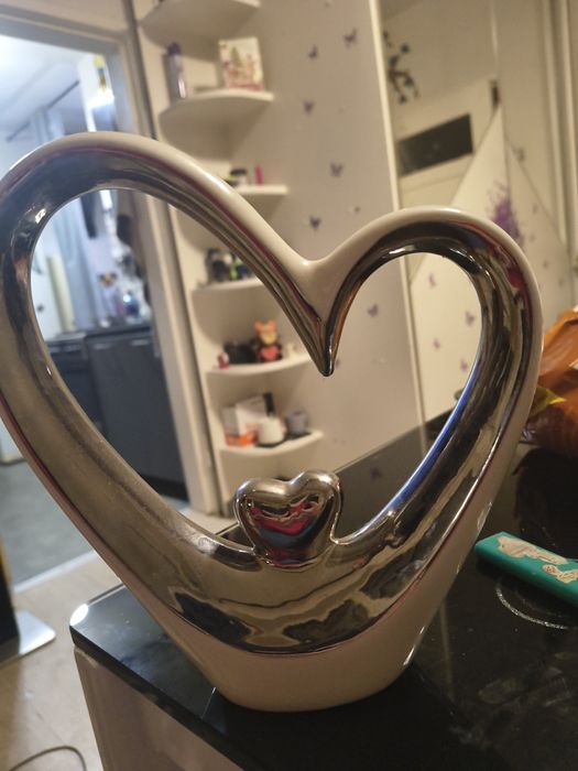 Ozdoba serce połysk biała