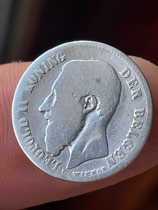 moeda em prata  50 cent 1886 rei Leopold