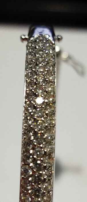 Magnífica Pulseira/Bracelete em Prata, cravejada com brilhantes