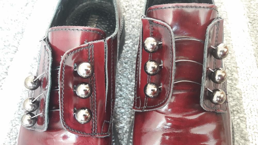 skórzane buty /półbuty bordowe