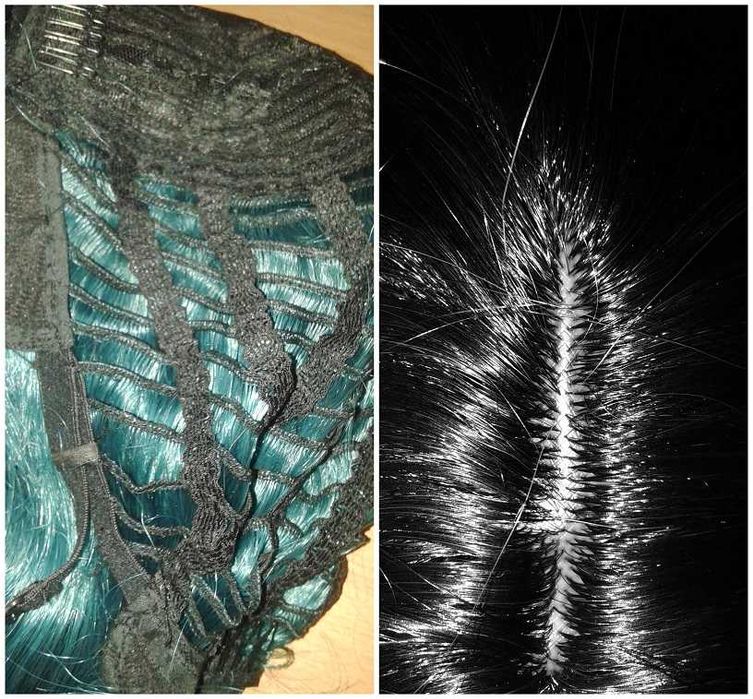 Turkusowa ombre gradient peruka z przedziałkiem falowana długa cosplay