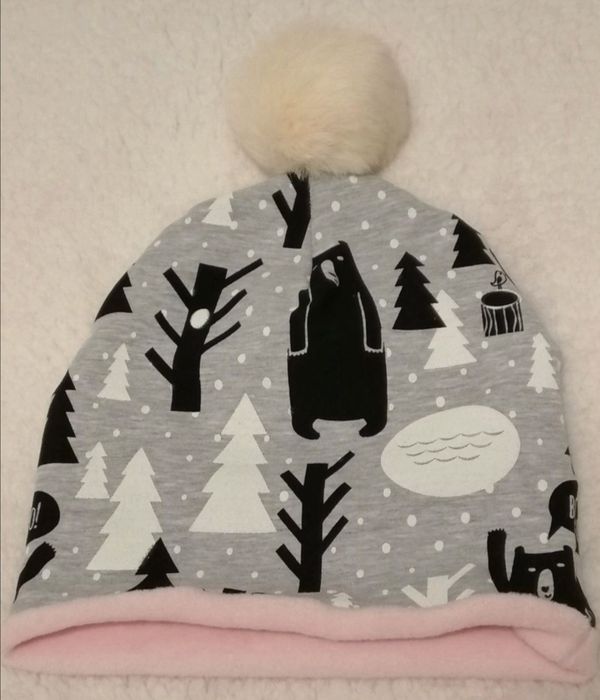 Czapka zimowa z pomponem Handmade 47-50 cm 1-4 lata