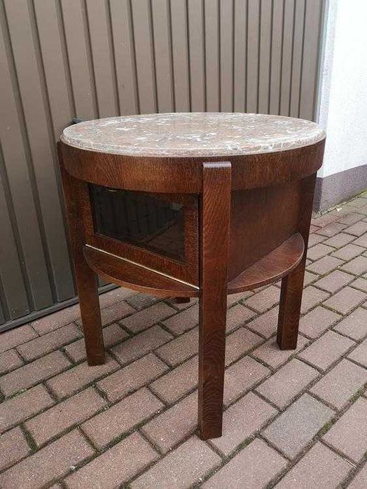 Stolik Barek Okrągły ART-DECO Dębowy Stary Antyk Po Renowacji Okazja.