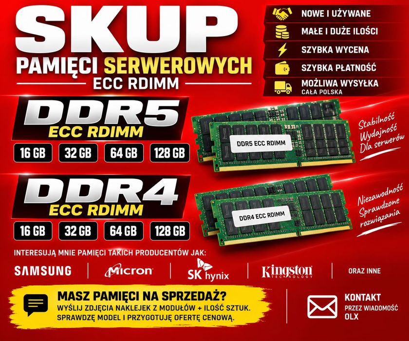 Skup pamięci serwerowych DDR5 rdimm / ddr4