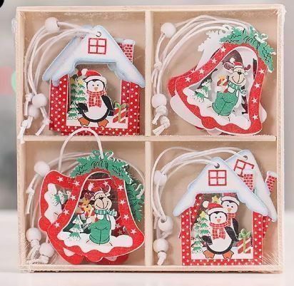 Zawieszki Drewniane 12szt Ozdoba Choinkowa