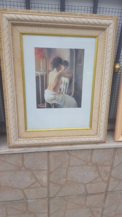4 quadros  com bonita moldura  em madeira  para  decoração