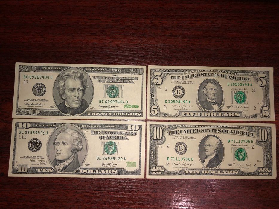 Банкноты 1, 2, 5, 10, 20, 50, 100 долларов