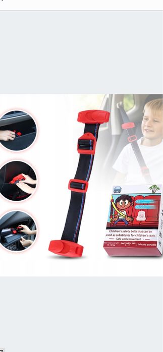 Pas dla dziecka , zastepuje fotelik samochodowy , regulator pasa