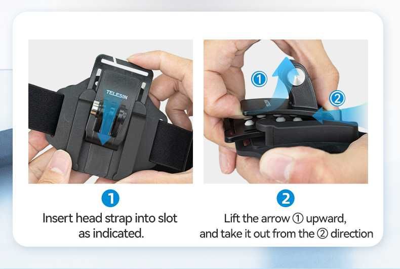 TELESIN uchwyt opaska na głowę klips do czapki dla Gopro DJI Insta