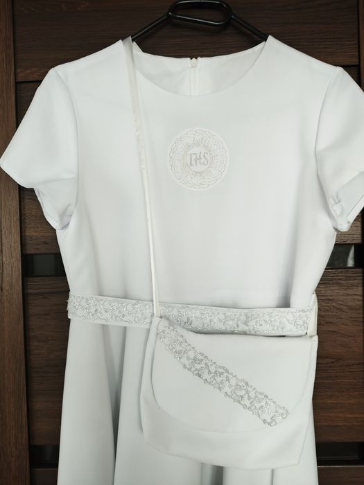 Sukienka komunijna +bolerko + torebka 146-152