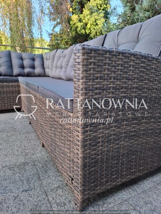 Narożnik Ogrodowy Zestaw Mebli Ogrodowych Narożnik i Pufy na Taras