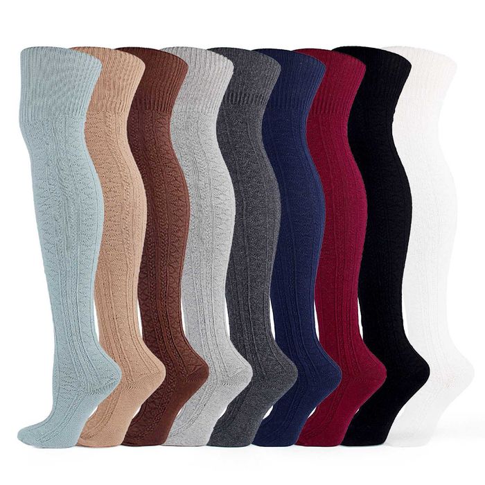 Гольфы гетры теплые за колено хлопковые с полосками