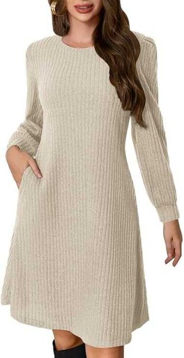 Damska sukienka dzianinowa z długimi rękawami na jesień i zimę