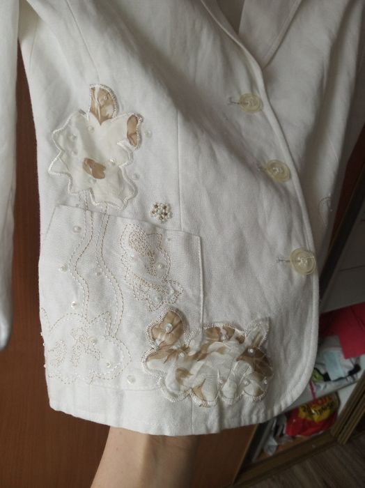 Marynarka S/M zdobienia, len i wiskoza