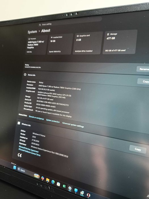 Laptop Gigabyte Gaming A16 RTX 5050