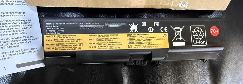 Bateria do LENOVO ThinkPad T430 10,8V 5,2Ah 57WH 70+