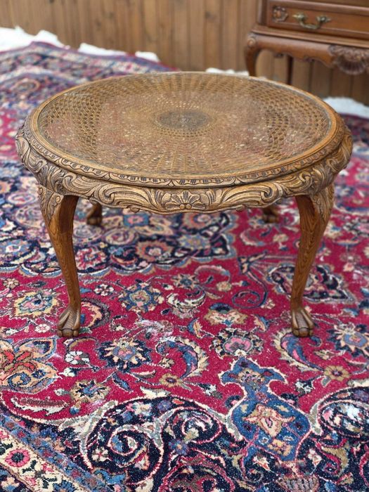 Ława Chippendale z rattanem i szybą #2430 Stylowy Węgrów