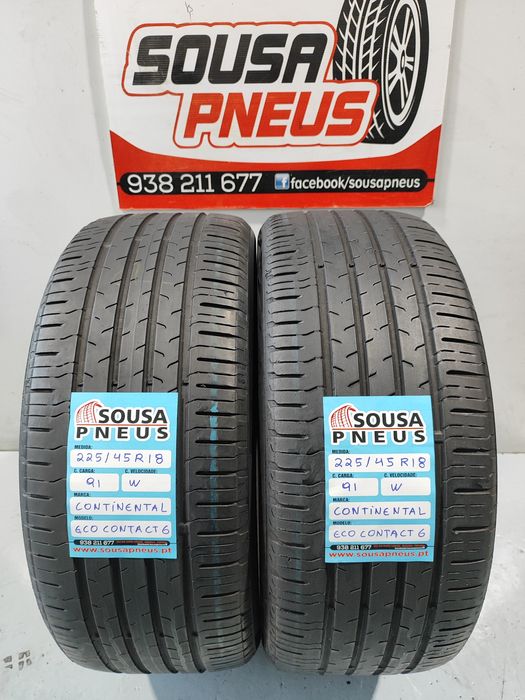 2 pneus semi novos 225-45R18 Continental - Oferta dos Portes