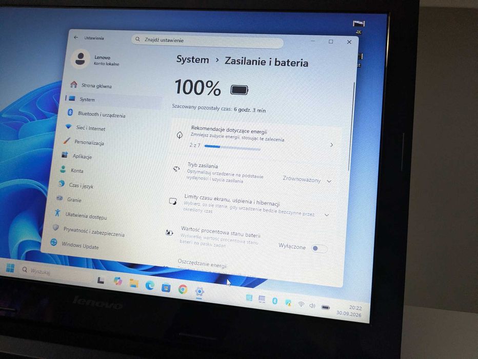 Laptop Ultrabook Lenovo 15.6" Ram 8GB Dysk SSD 256GB USB 3.2 Windows 11 Bateria 6 godzin HDMI + Torba