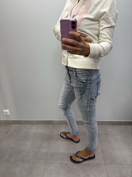 Spodnie jeans ozdobne suwaczki XL