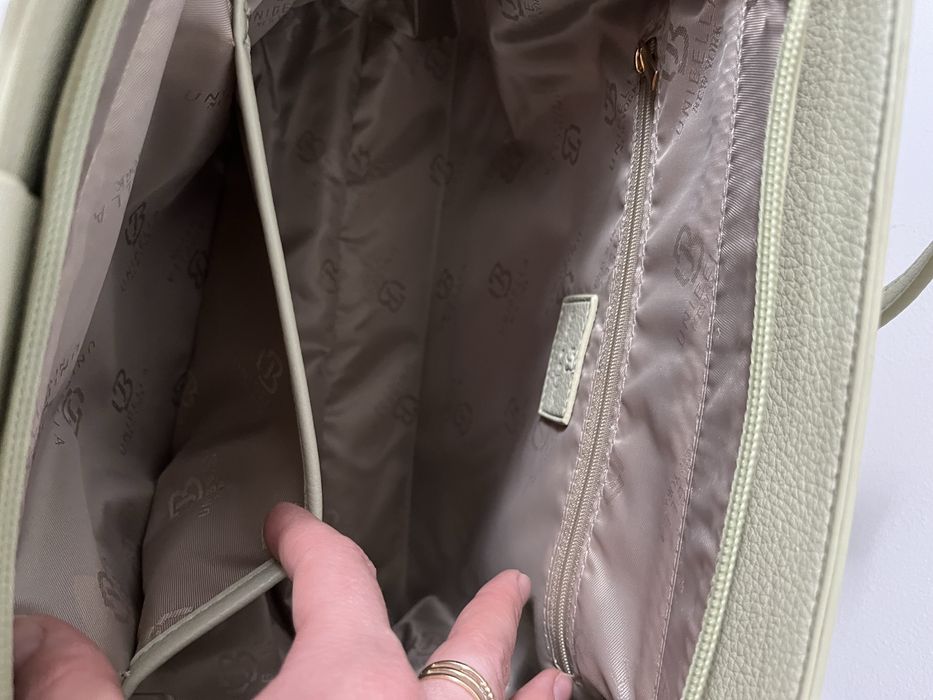 Torebka shopperka z ozdobną apaszką  pistacja ekoskóra
