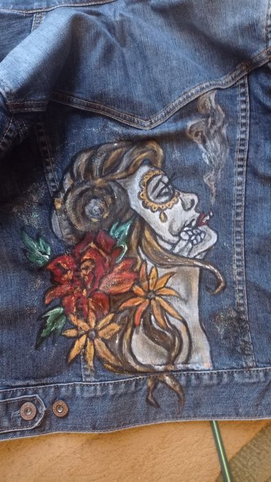 Kurtka jeansowa Gap ręcznie malowana 36 s