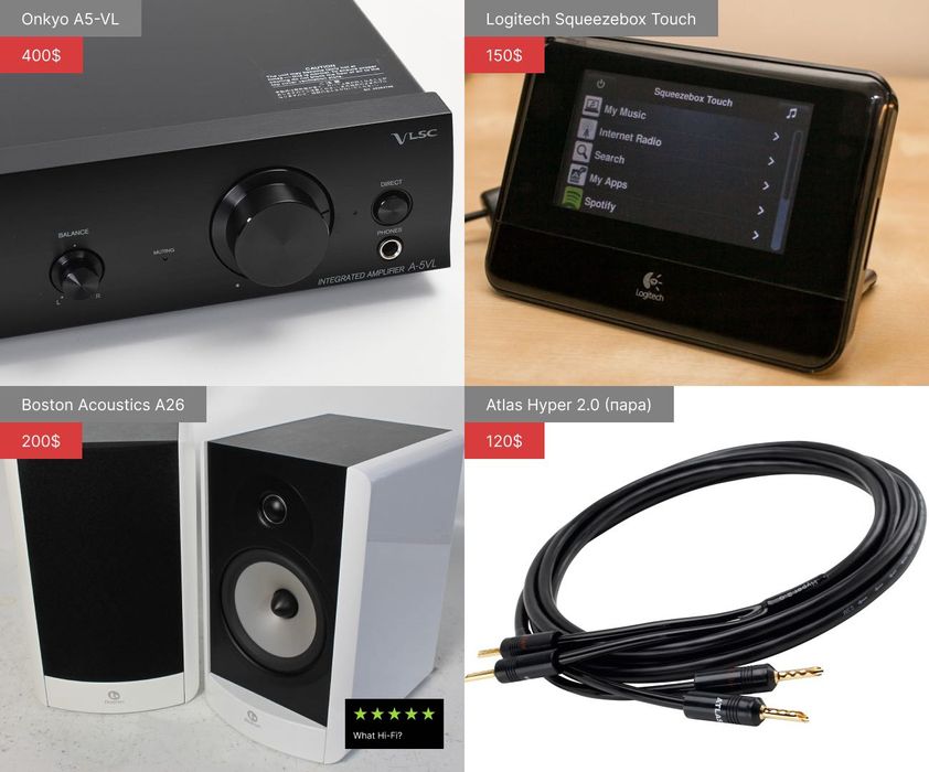 Усилитель Onkyo A5-VL, плеер Logitech Squeezbox, Boston A26, Atlas 2.0