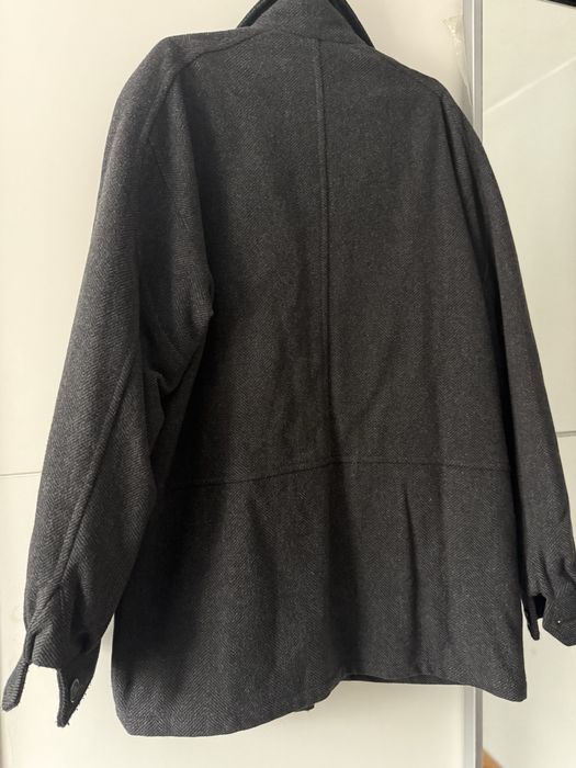 Męski płaszcz oversize grafitowy szary 80% wełna