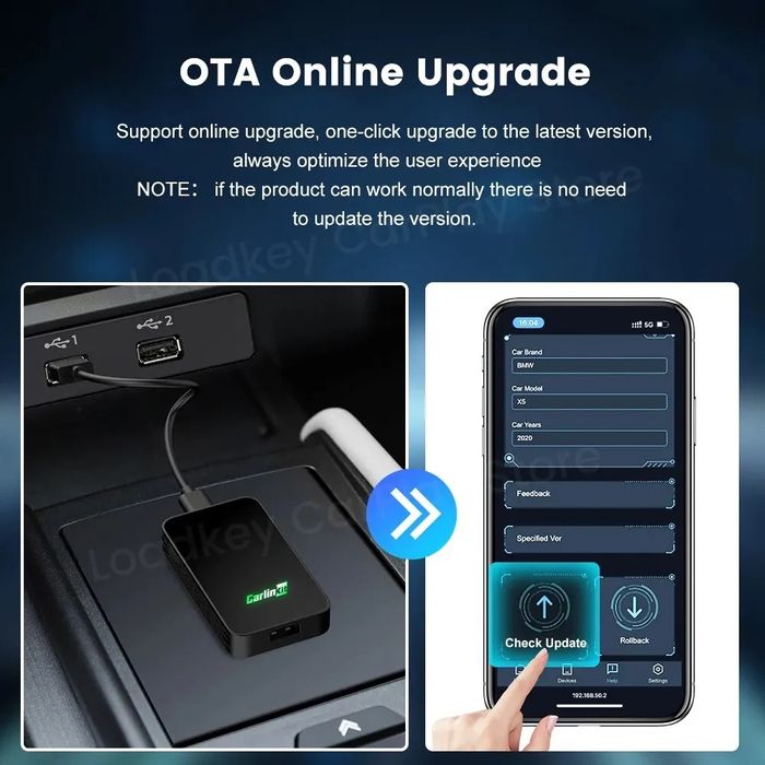 Адаптер CarlinKit 5.0 - бездротовий Apple CarPlay / AndroidAuto