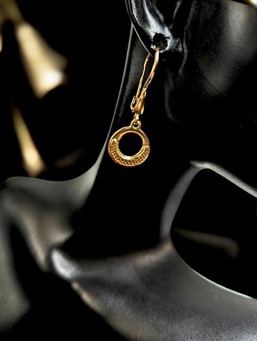 Złote wiszące kolczyki 585 3,16g zap. bigiel / czerwone złoto