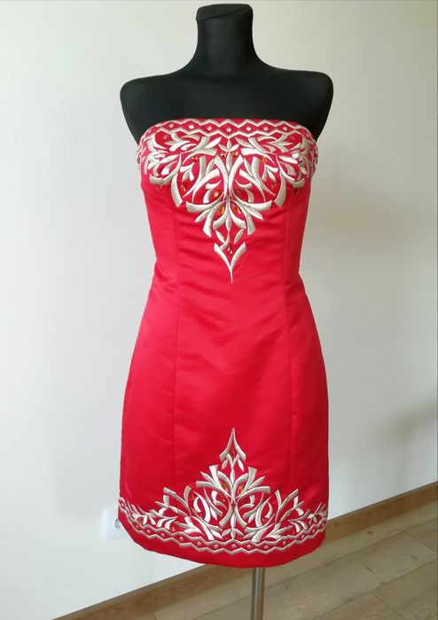 NOWA sukienka koktajlowa wieczorowa haft czerwona rozm 40/42 L