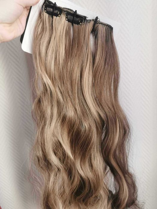 Doczepiane włosy clipin 65cm blond orzechowy brąz