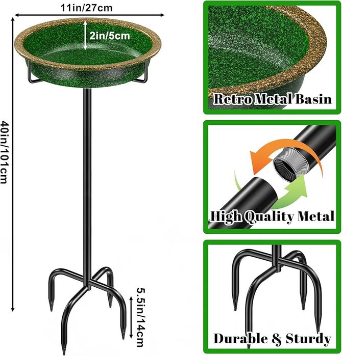 Poidło dla ptaków, stojące, metalowe