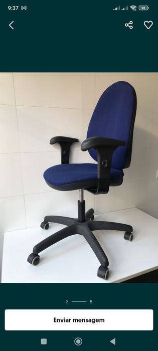 Cadeiras giratórias ajustáveis para secretária preta e azul