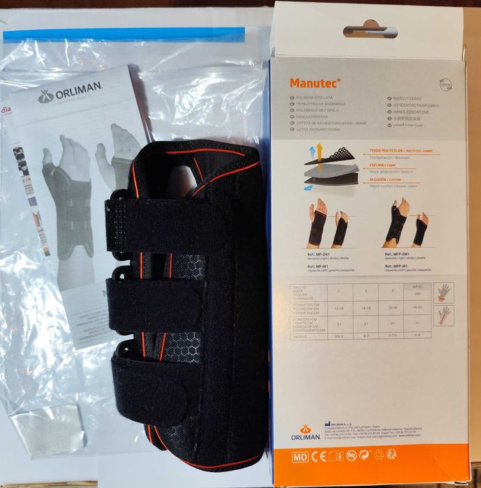 Tala semirrígida para pulso direito  com talas palmar NOVO