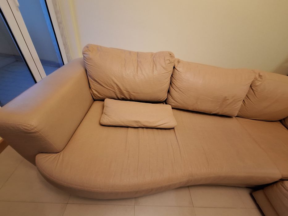 Sofa bege com chaisse longue
