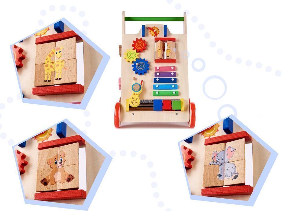 PCHACZ CHODZIK dla Dzieci Drewniany Kostka EDUKACYJNA z Drewna 6W1