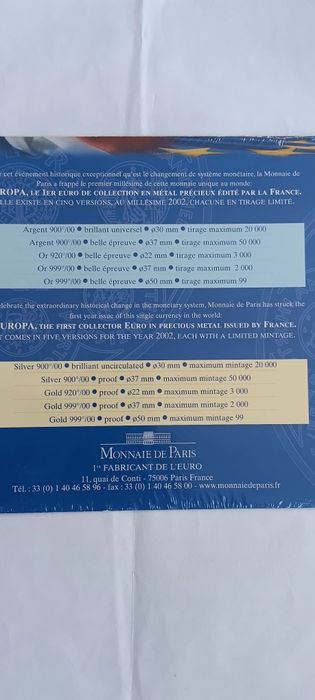 2 moedas de prata 900. França de 2002/03