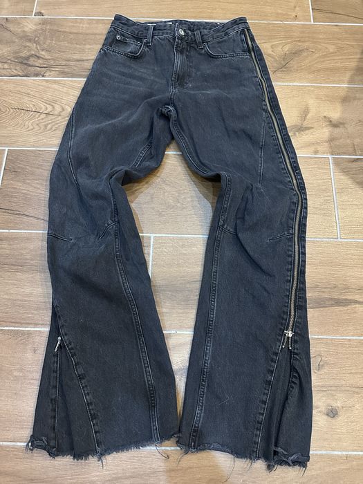 zara flared jeans zip