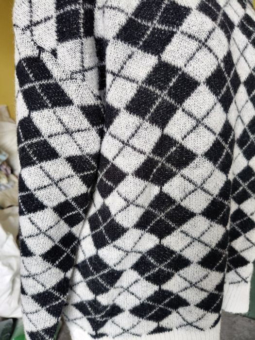 Sweter karo golf 30% wełna rozmiar XL