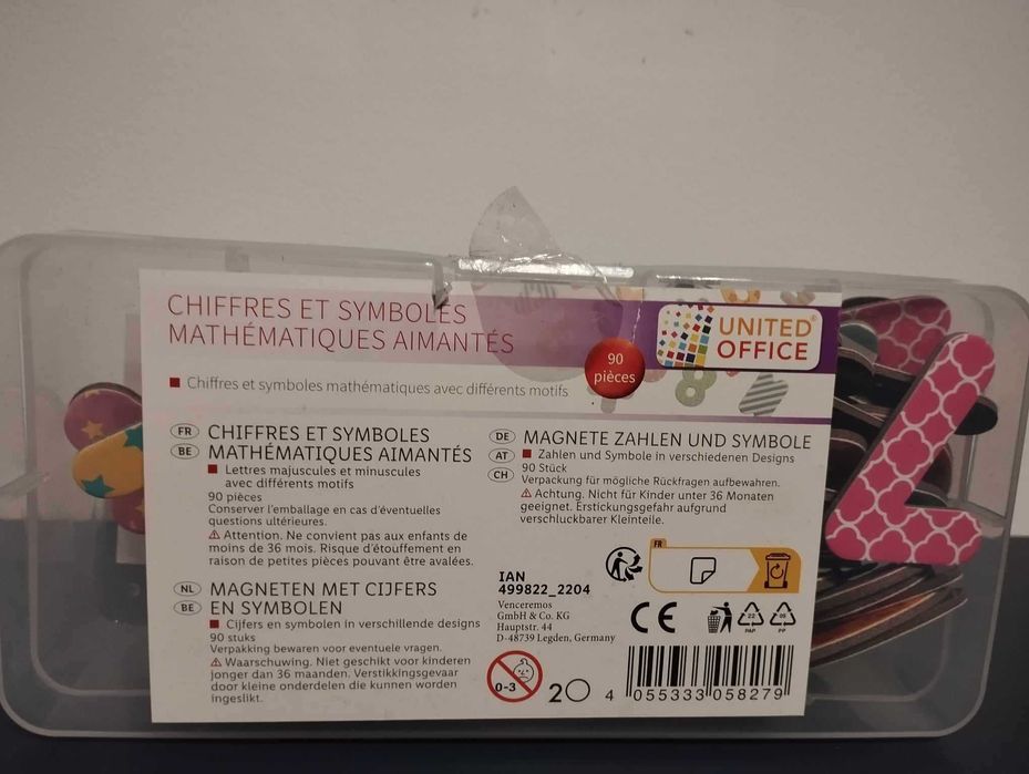 Cyferki magnetyczne alfabet na lodówkę. 90sztuk