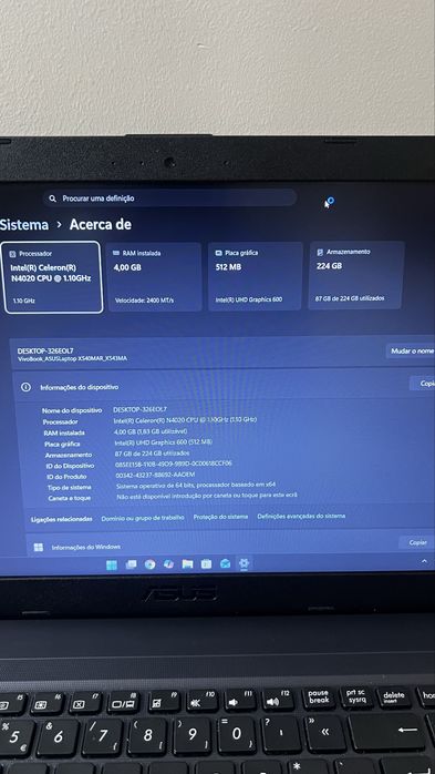 ASUS VivoBook 4GB RAM + 224GB SSD | Bolsa + Rato | Excelente Estado