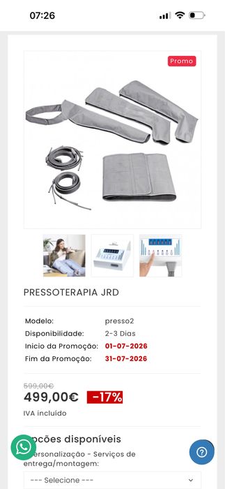 Vendo aparelho de pressoterapia