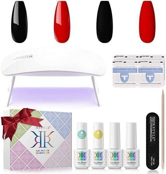 Kit completo de manicure com lâmpada UV LED de 6 W, 2 cores de vernize