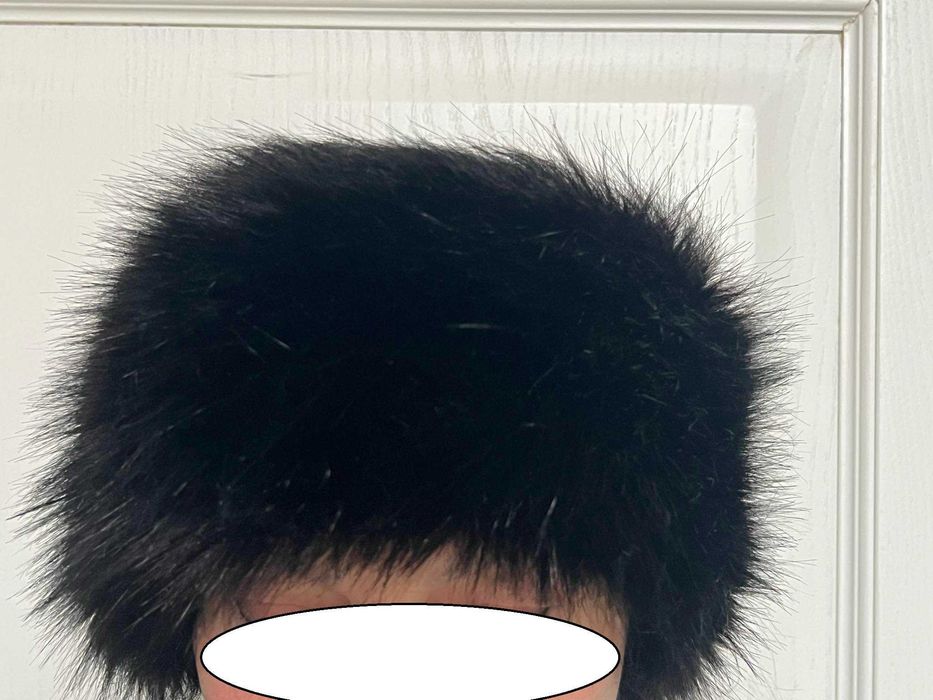 Повязка шарф шапка как новая пушистая меховая черная