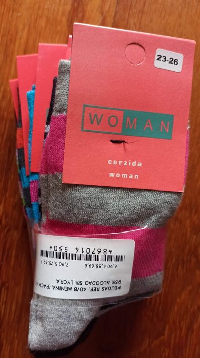 6 pares de meias tamanho 23/26, NOVAS  excelente qualidade