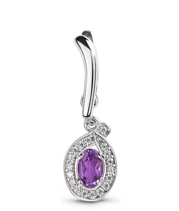 Серебряные серьги подвески с аметистом Бэлла