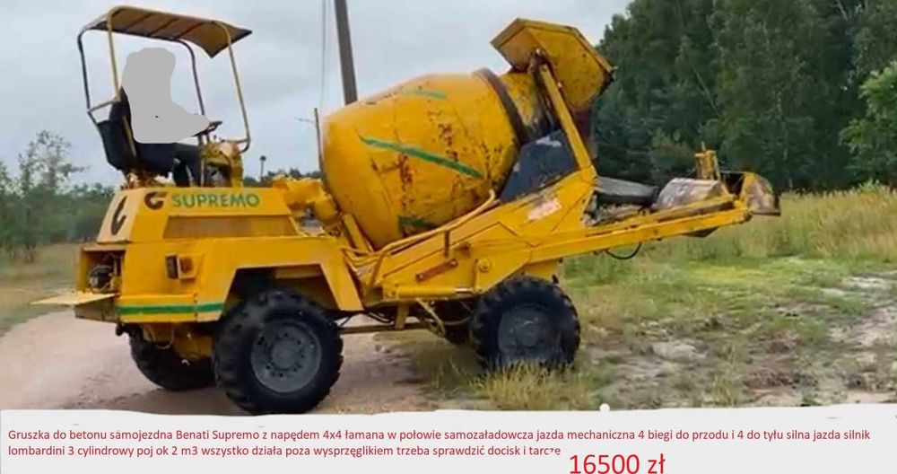Betonomieszarka, gruszka do betonu 4x4 samojezdna betoniarka