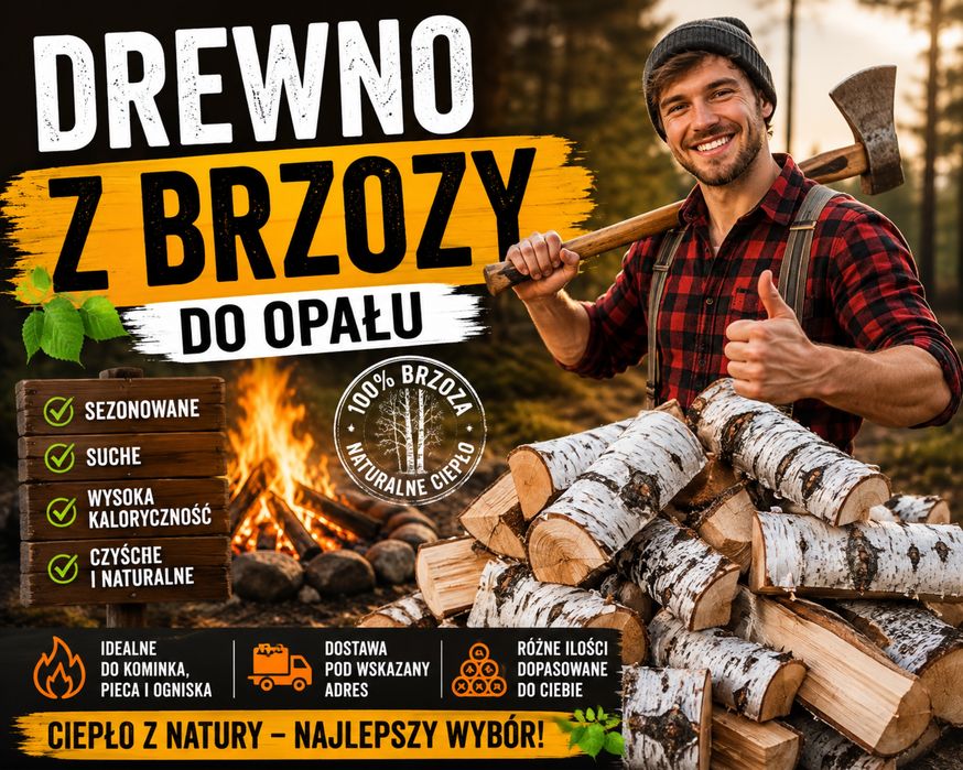 Dostawa gratis- drewno kominkowe z brzozy